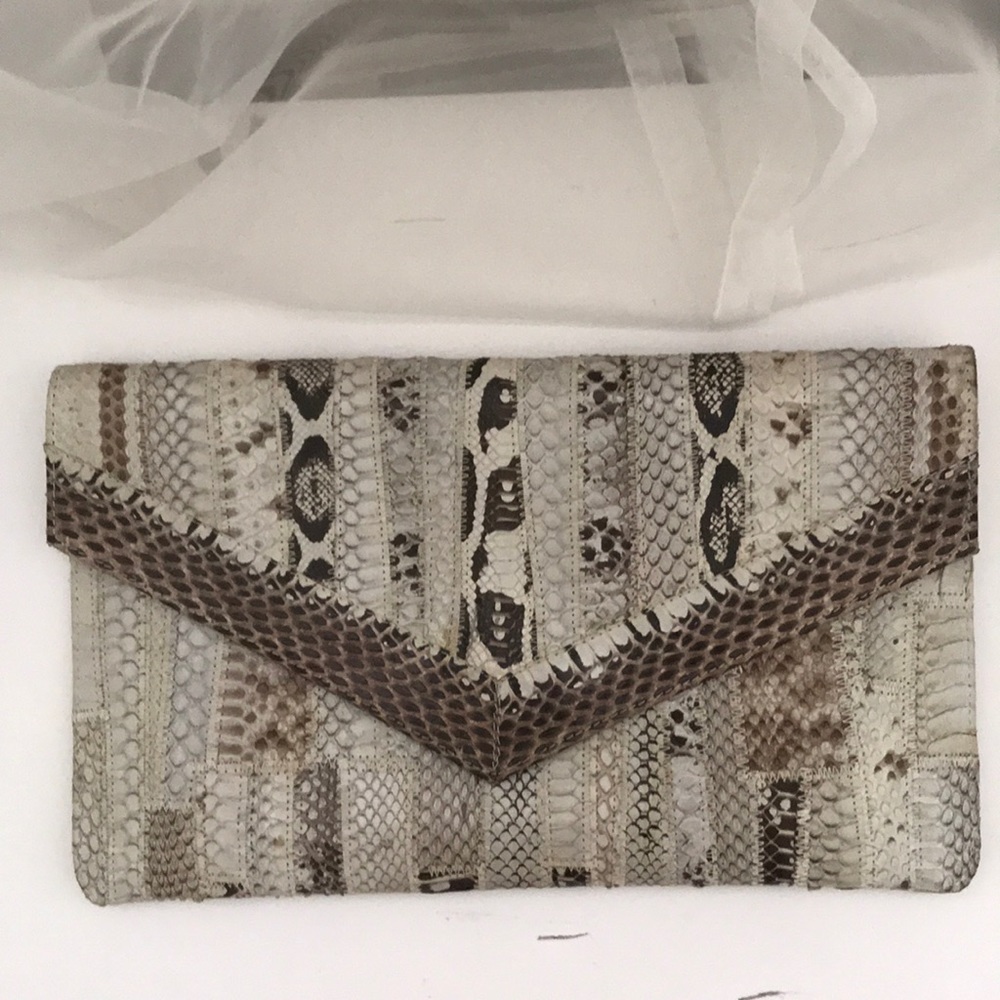Light blue snakeskin clutch